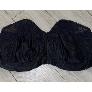 Vintage Goddess 391 Strapless Bra Unlined Unpadded Underwire Womens 44DD Black